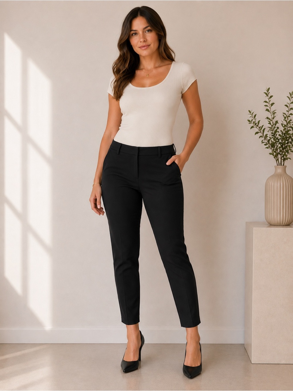 NWT Worthington Slim Ankle Pants Size 10 Black Stretch Career Office Workwear